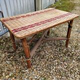 Vintage wicker rattan coffee table