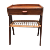 Bedside, harness wood and rattan 1950