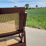 Lot de 2 chaises pliantes en bois et cannage