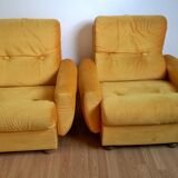 Fauteuil velours jaune