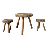 Paire de tabourets et table basse