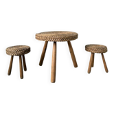 Paire de tabourets et table basse