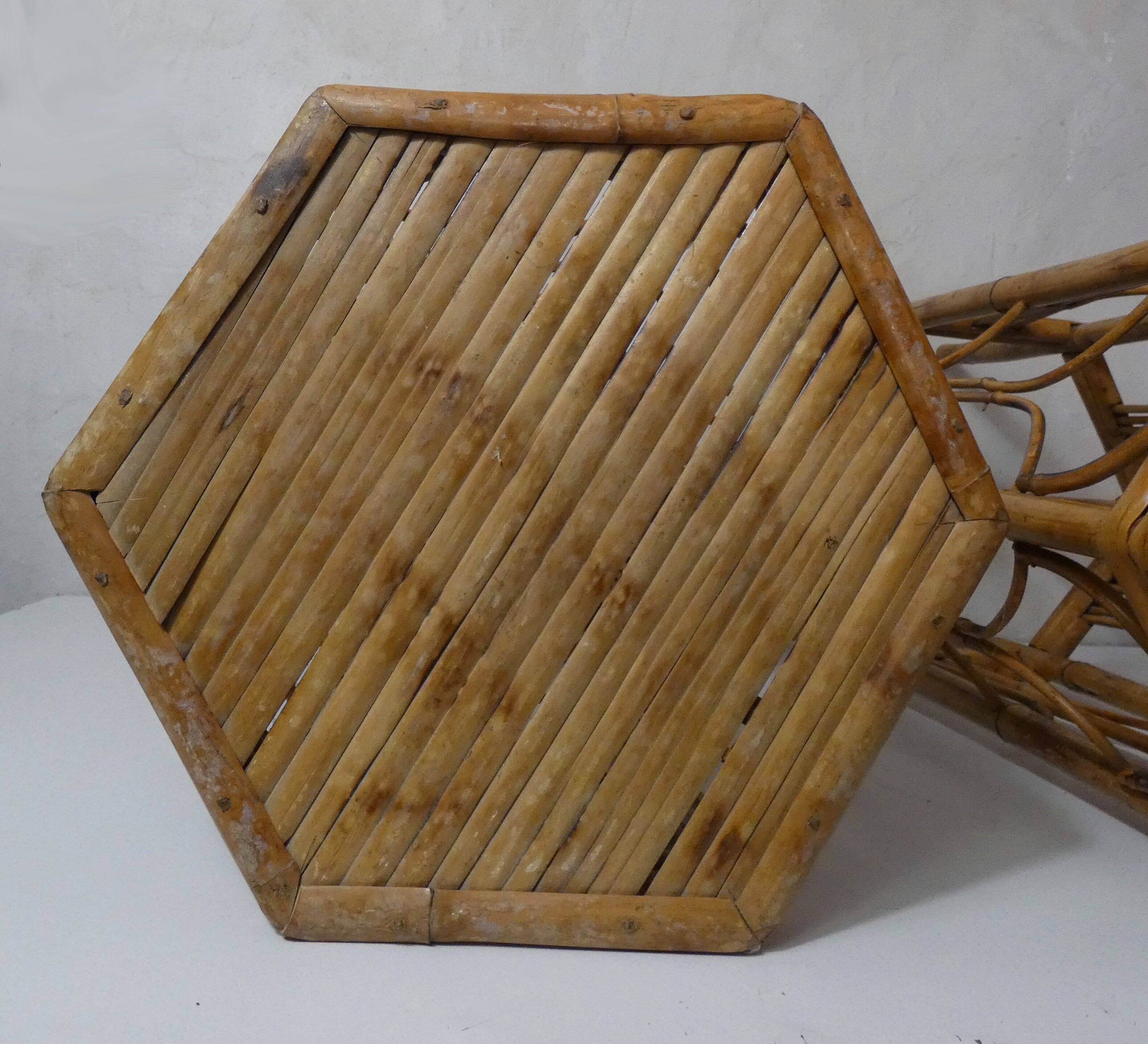 Set of 2 vintage rattan stools