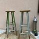 Pair of pine bistro stools