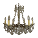 Ancient bronze and pampilles chandeliers with facets and crystal cups - old style - 6 fires