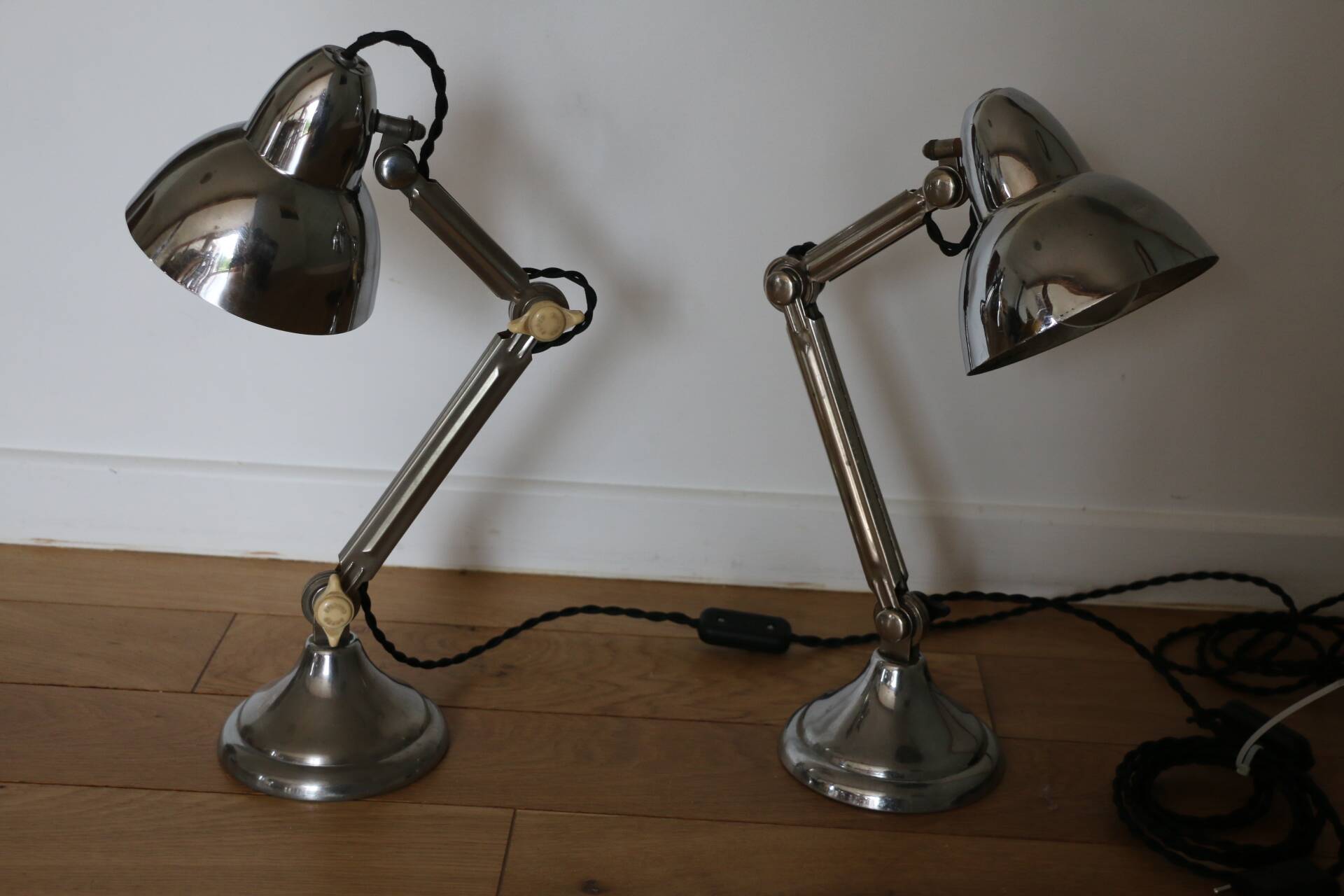 Pair of Super Chrome lamps 1930