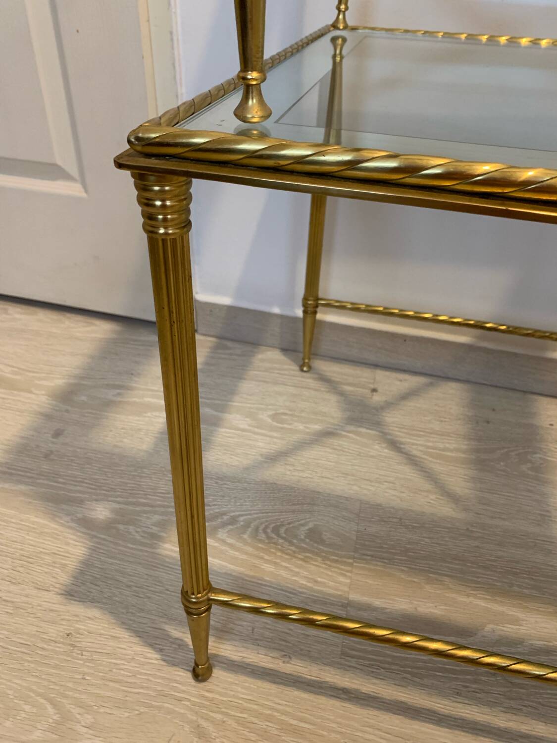 Vintage brass and glass nesting table