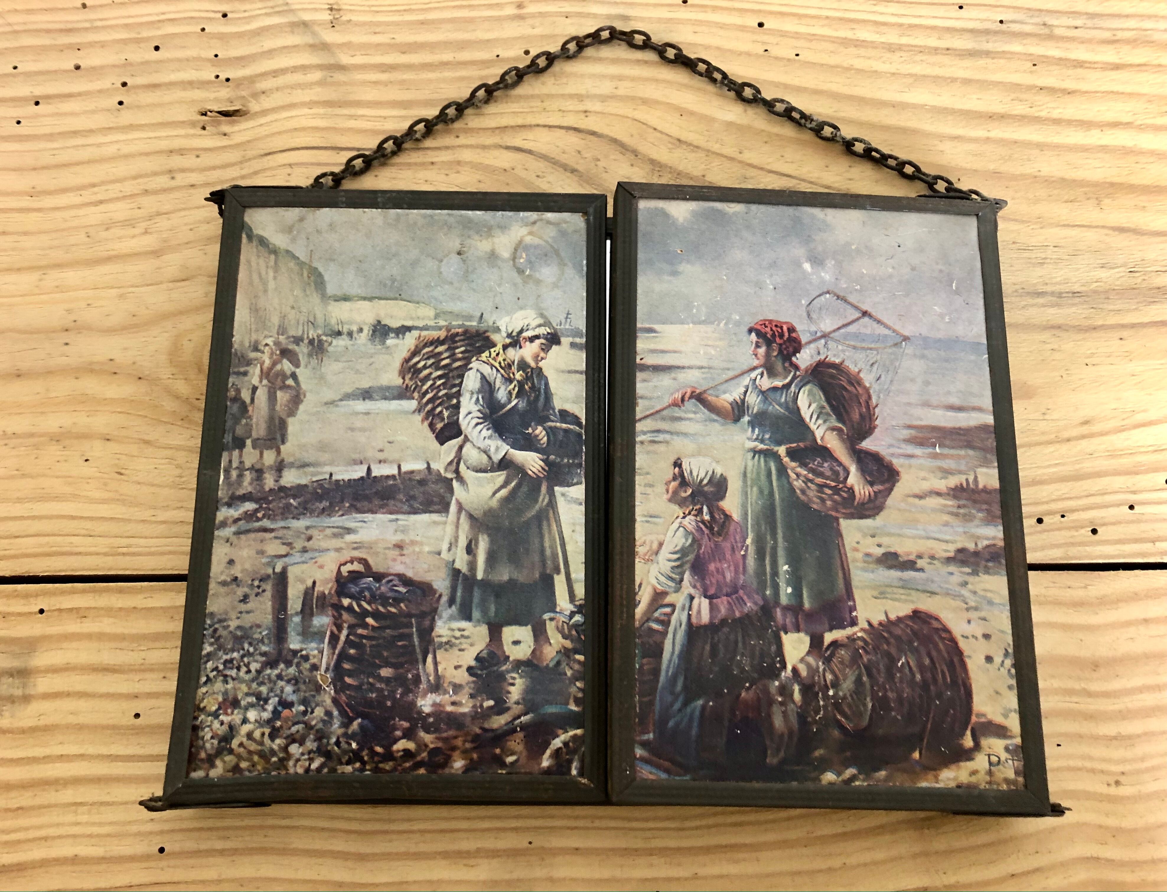 Barber mirror triptych 1900 43x15cm