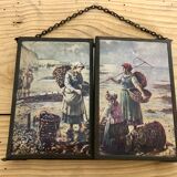 Barber mirror triptych 1900 43x15cm