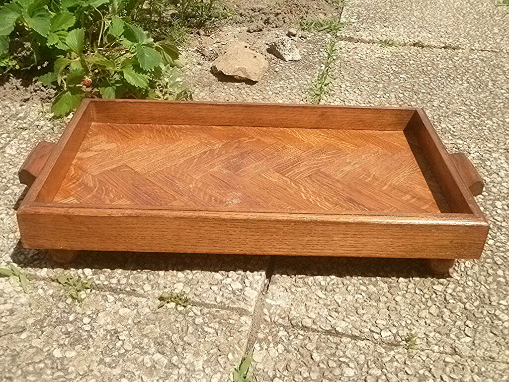 Solid wood service tray, vintage
