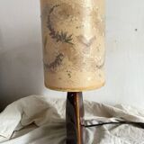 Lampe en céramique et fleurs naturelles, années 70