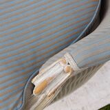 Bergère armchair with blue striped seat and back