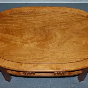 Vintage Oriental Low Table in Carved Brown Teak, China