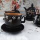 Vintage Russian tea set 14 pieces for 6 people in enamelled terracotta