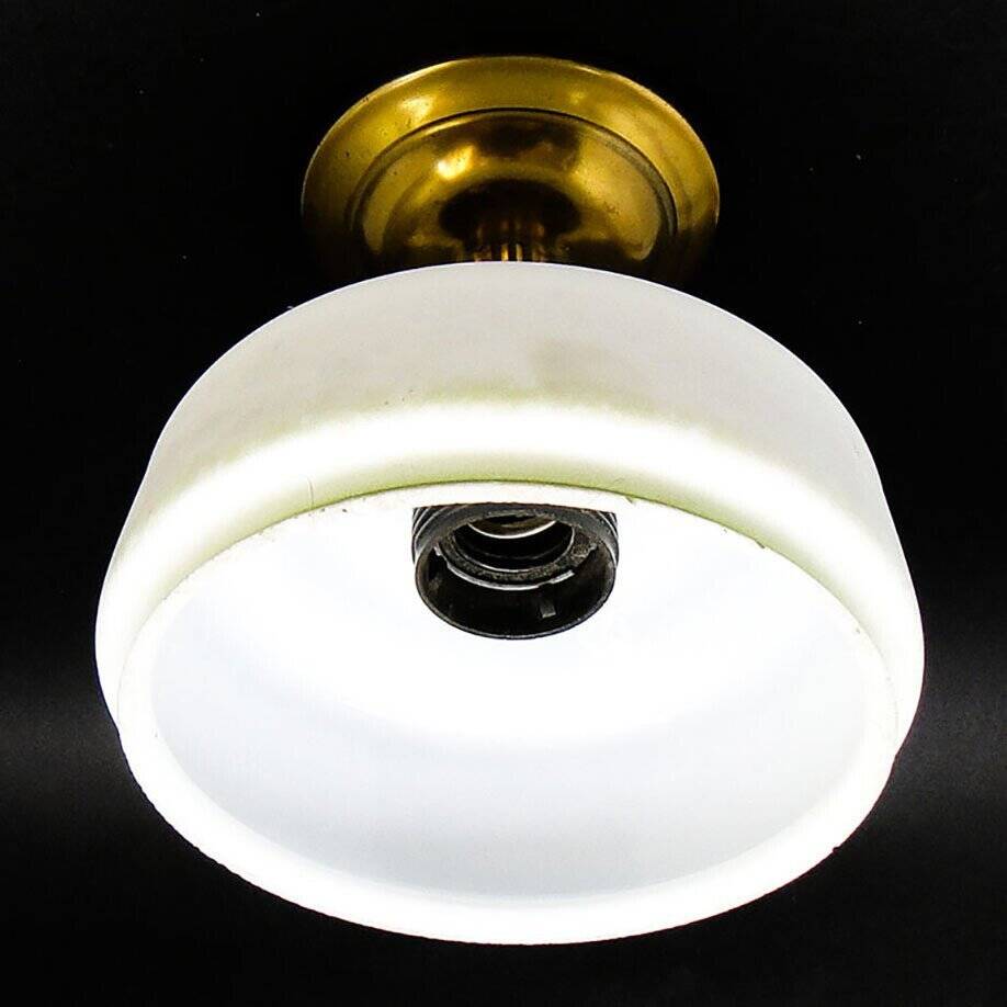 Vintage Art Deco brass and glass pendant lamp, 1950s