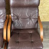 2x 60s 70s Easy Chair Leather Armchairs Westnofa Norway Mid Century