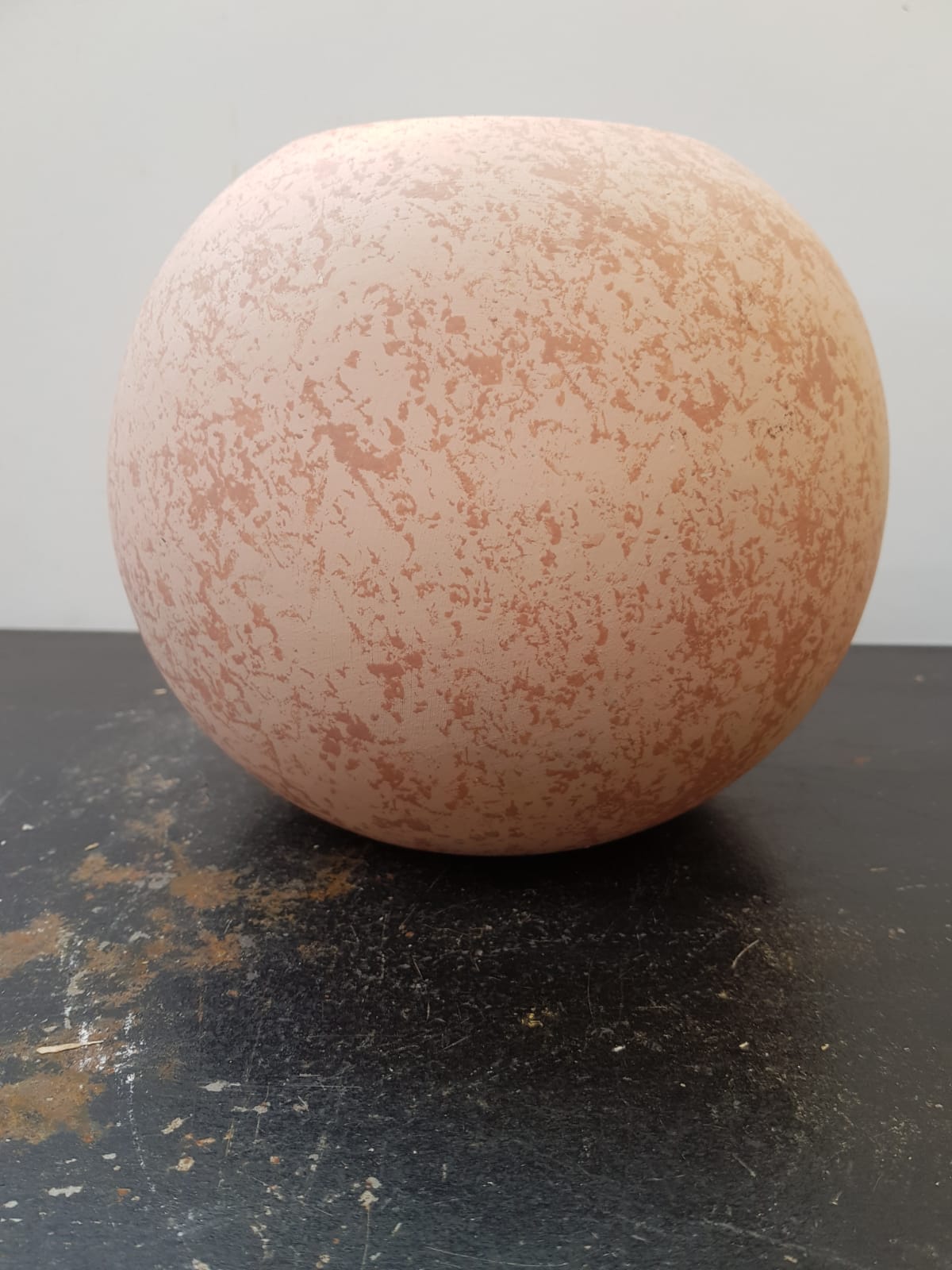 Old Vase Ball Ceramic Pink 70s Vintage Decoration