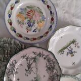 Suite of 6 retro plates vintage green absinthe