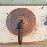 Ecru solid teak coat hook with 3 cast iron hooks