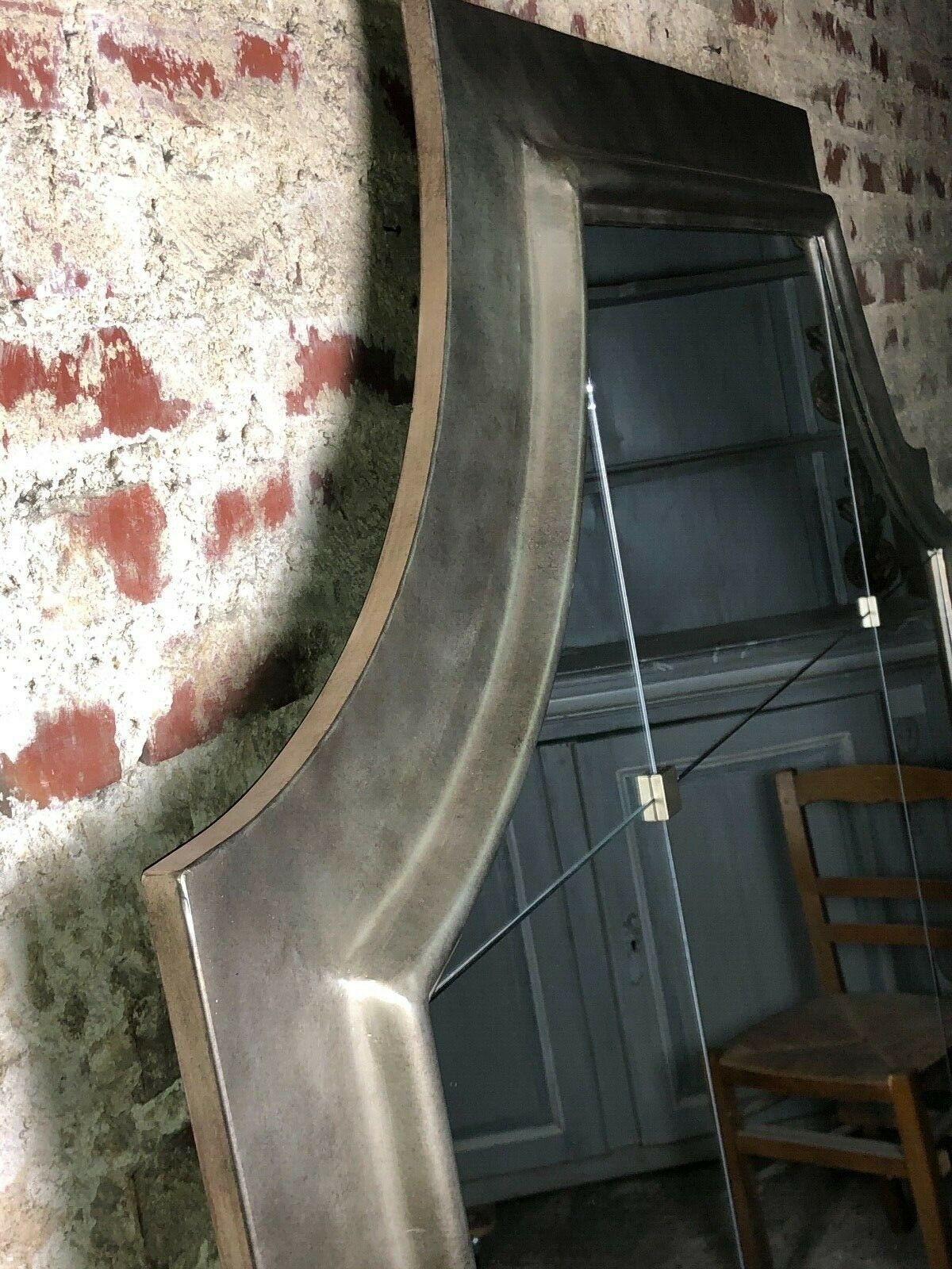 Square brewery mirror in metal champagne color 178 cm