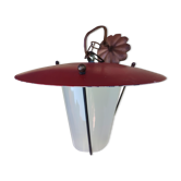 Suspension lanterne tôle laiton verre vintage