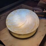 Vintage Midcentury flush mount ceiling lamp in caramel Murano glass | MCM swirl hand-crafted lighting | Retro home decor lamp | Cozy ambient