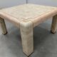 Marble tessellate coffee table '80, off white and salmon with brass