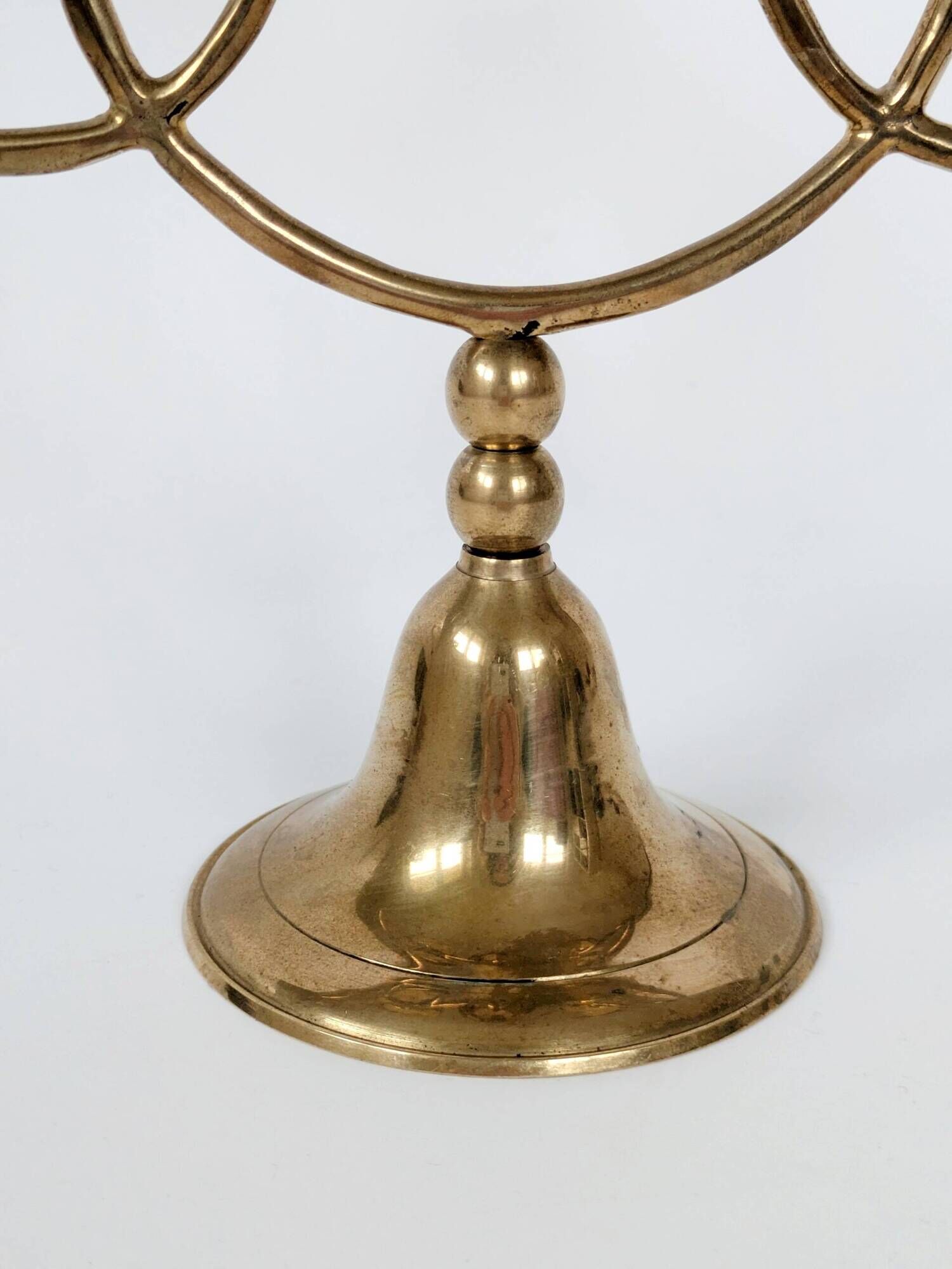 Vintage brass floor chandelier, 3-branch candle holders