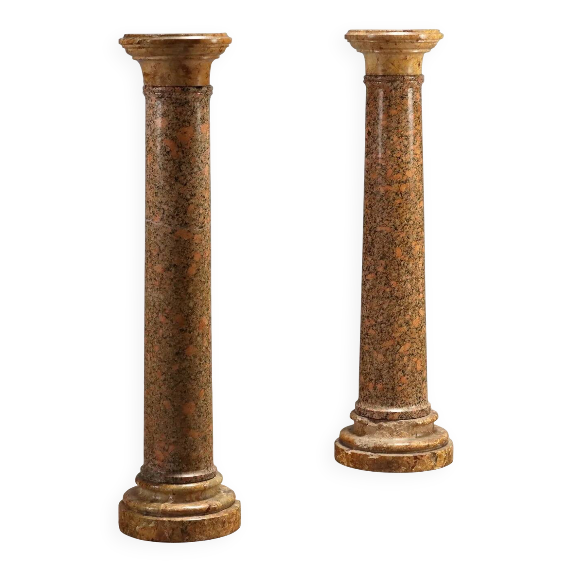 Paire de colonnes en marbre breccia et granit - Italie XIXe siècle