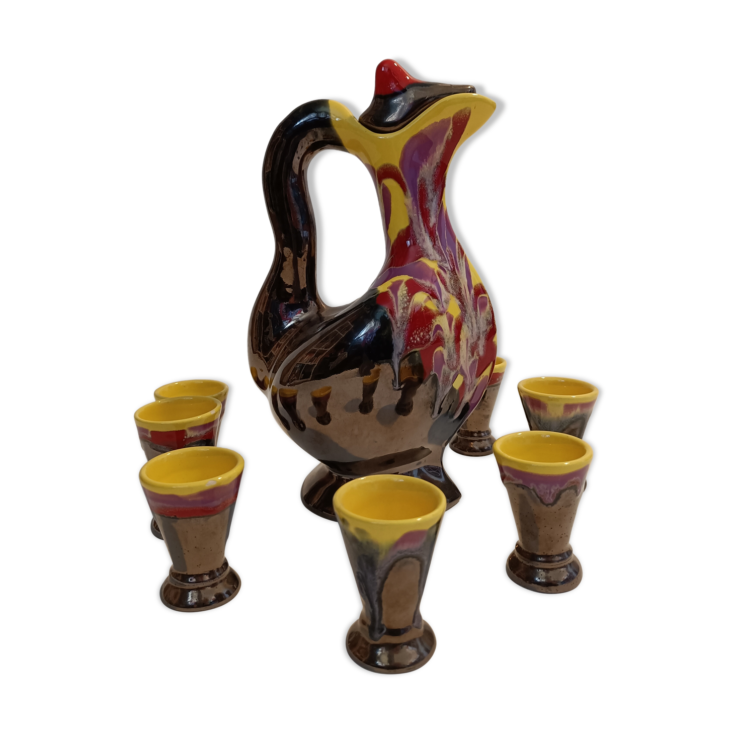 1960 Ceramics Liqueur Service Vallauris