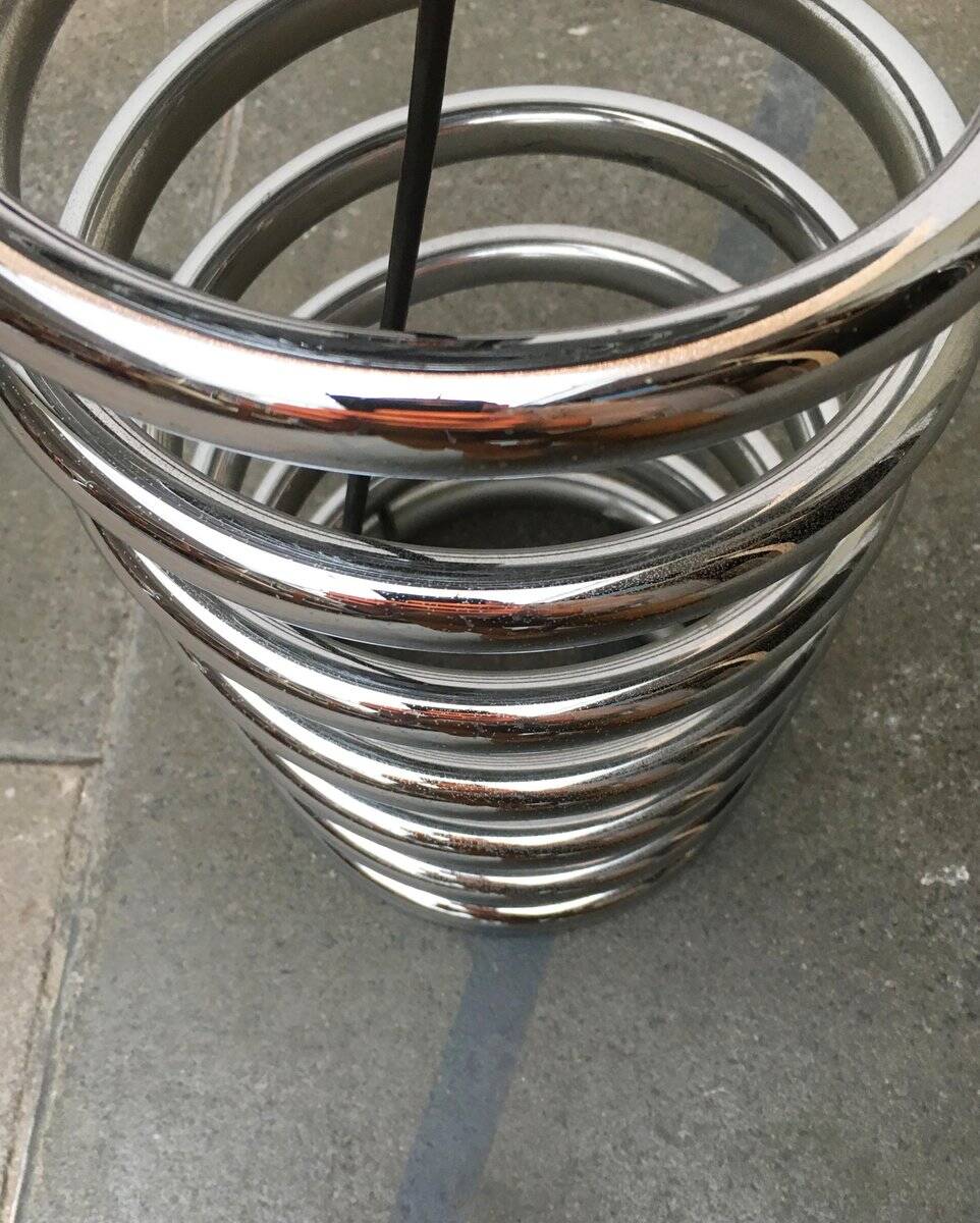 Floor lamp with spiral bulb from the German space age mid-century by Ingo Maurer for M-Design, 1960s.