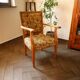 Vintage Salon Armchair with Floral Tapestry Upholstery and Scroll Armrests