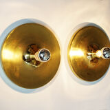 Pair of golden wall lights Flush Lights, Germany 1970s