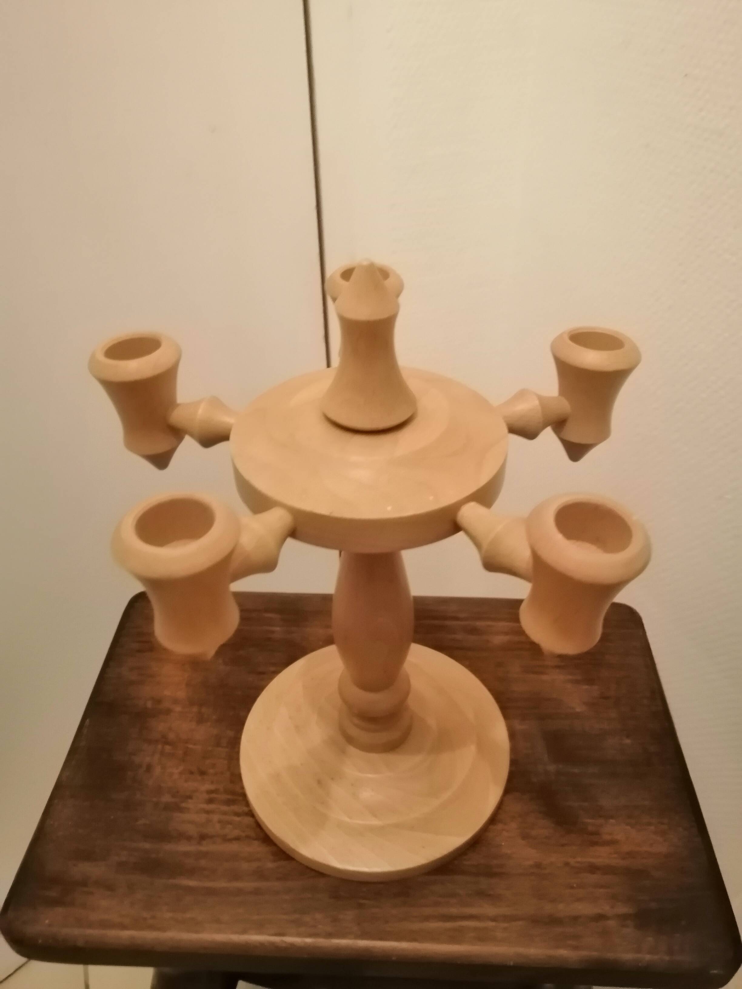 Scandinavian wooden candlestick holder