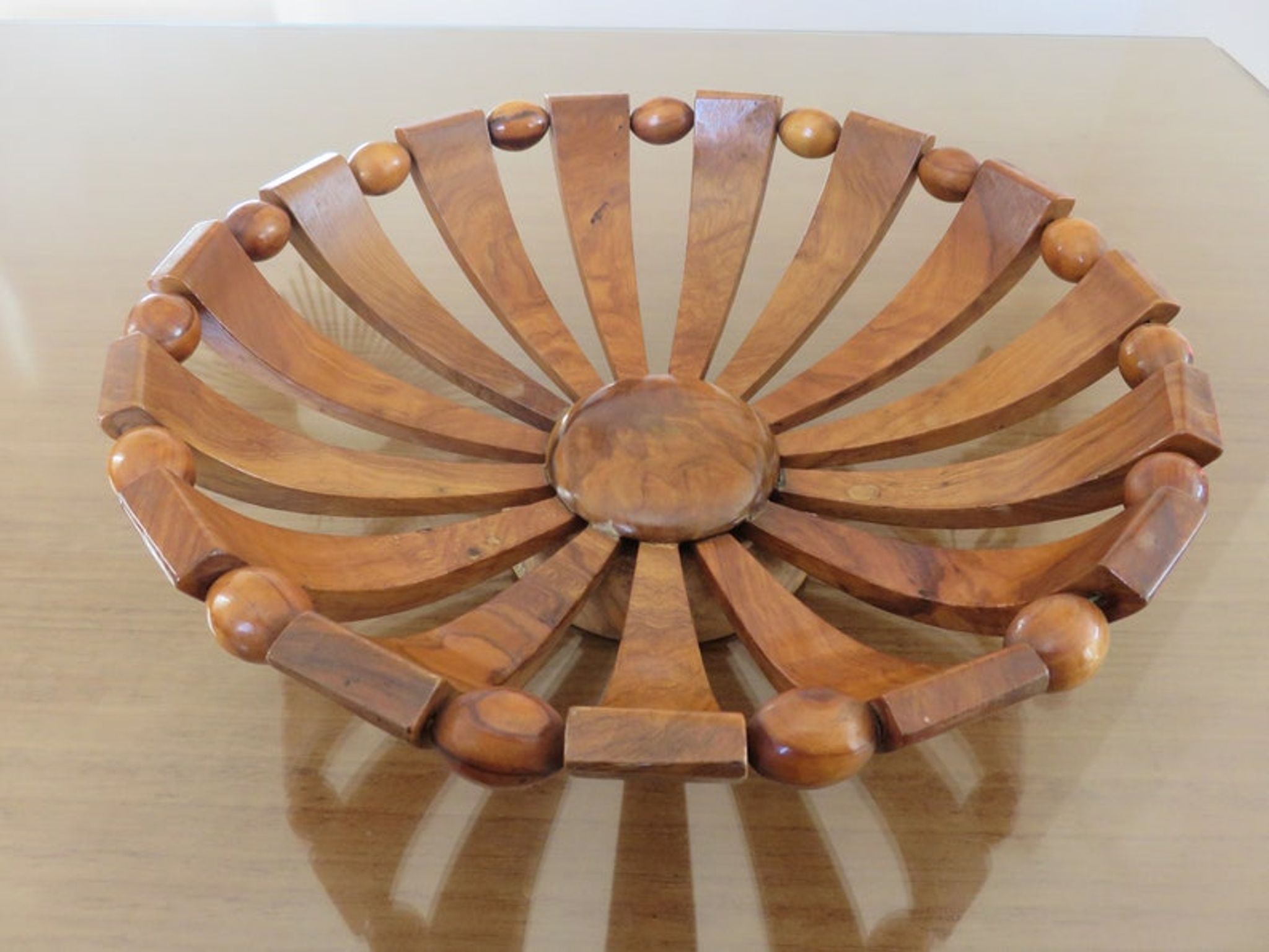 Teak fruit basket Scandinavian style 60s 70s