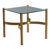 Table basse vintage en laiton avec plateau en verre, design Italie années 1970