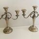 Pair of silver metal chandeliers