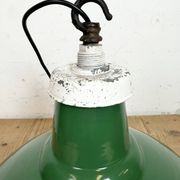 Industrial British Green Enamel Factory Pendant Lamp, 1960s
