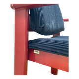 MMO Mobilier Collectif armchair, red patinated wood and black corduroy