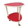 Table desserte bar à roulettes formica rouge forme libre moderniste