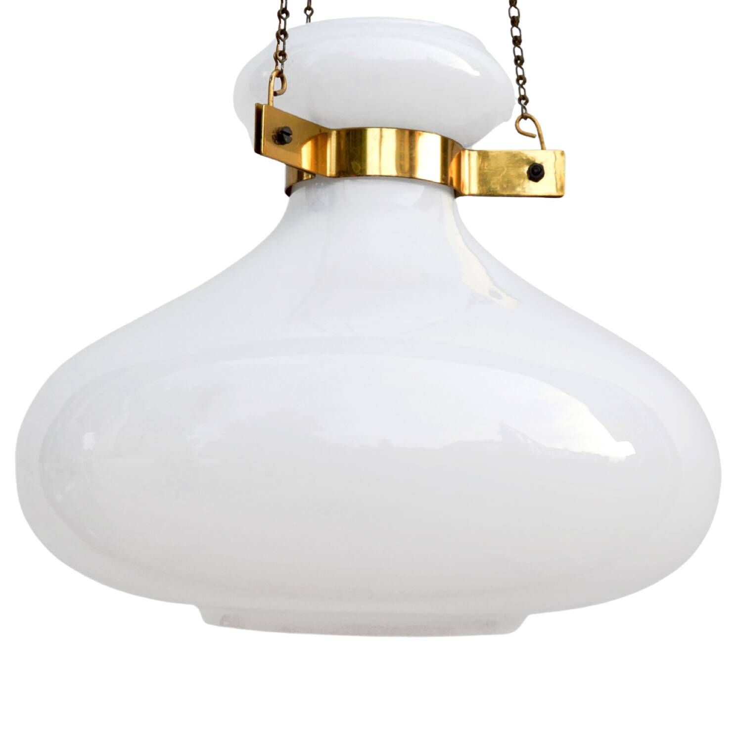 White, modernist chandelier Kamenický Šenov, Czechoslovakia, 1960s.