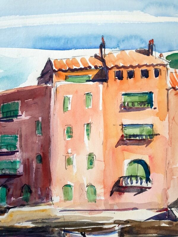 André Duculty (1912-1990) Watercolor on paper "Saint Tropez" Signed lower left