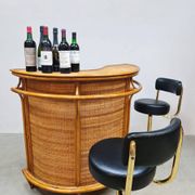 Vintage rattan bamboo Tiki bar cocktail bar 1970