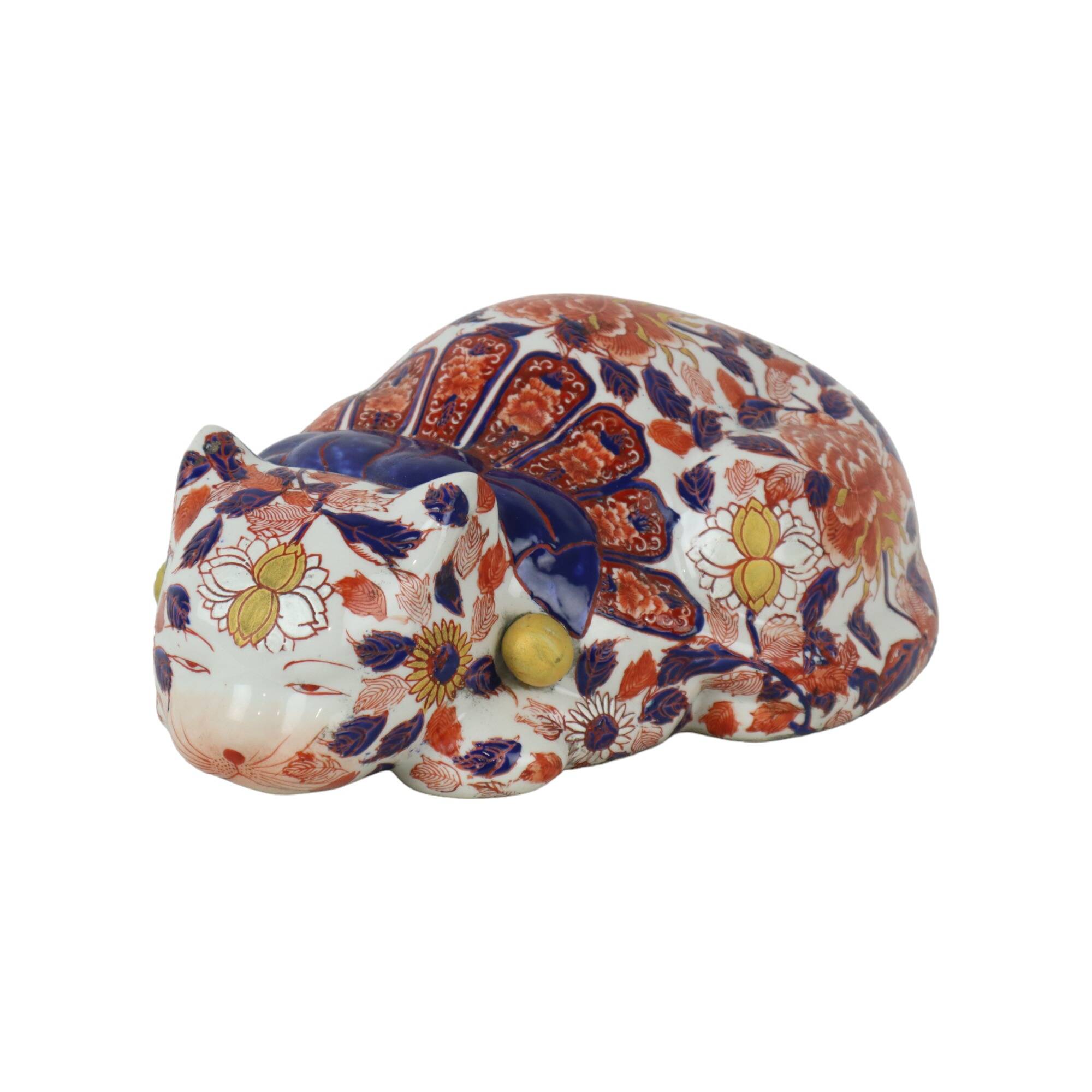Large imari cat cat statue sculpture enamel japan early 20th century