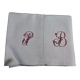 Old sheet monogram red PB hemp 220 X 230 cm