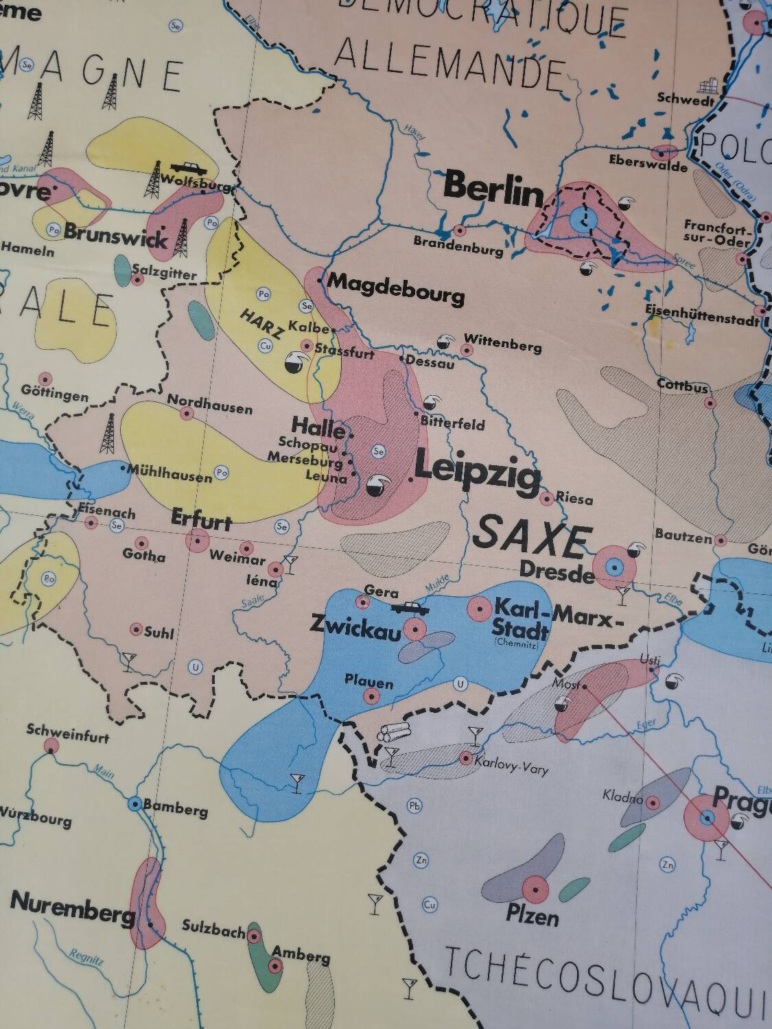 Old MDI Map of Germany Vintage Physical and Political.