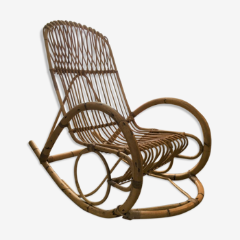 Rocking-chair rotin vintage