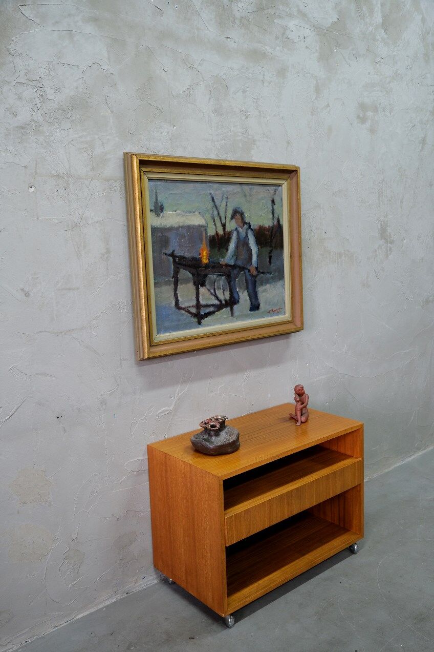 Mid -Century Teak Mobile Two-Sided Cabinet from WR, 1970s.