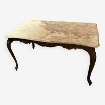 Metal and marble coffee table