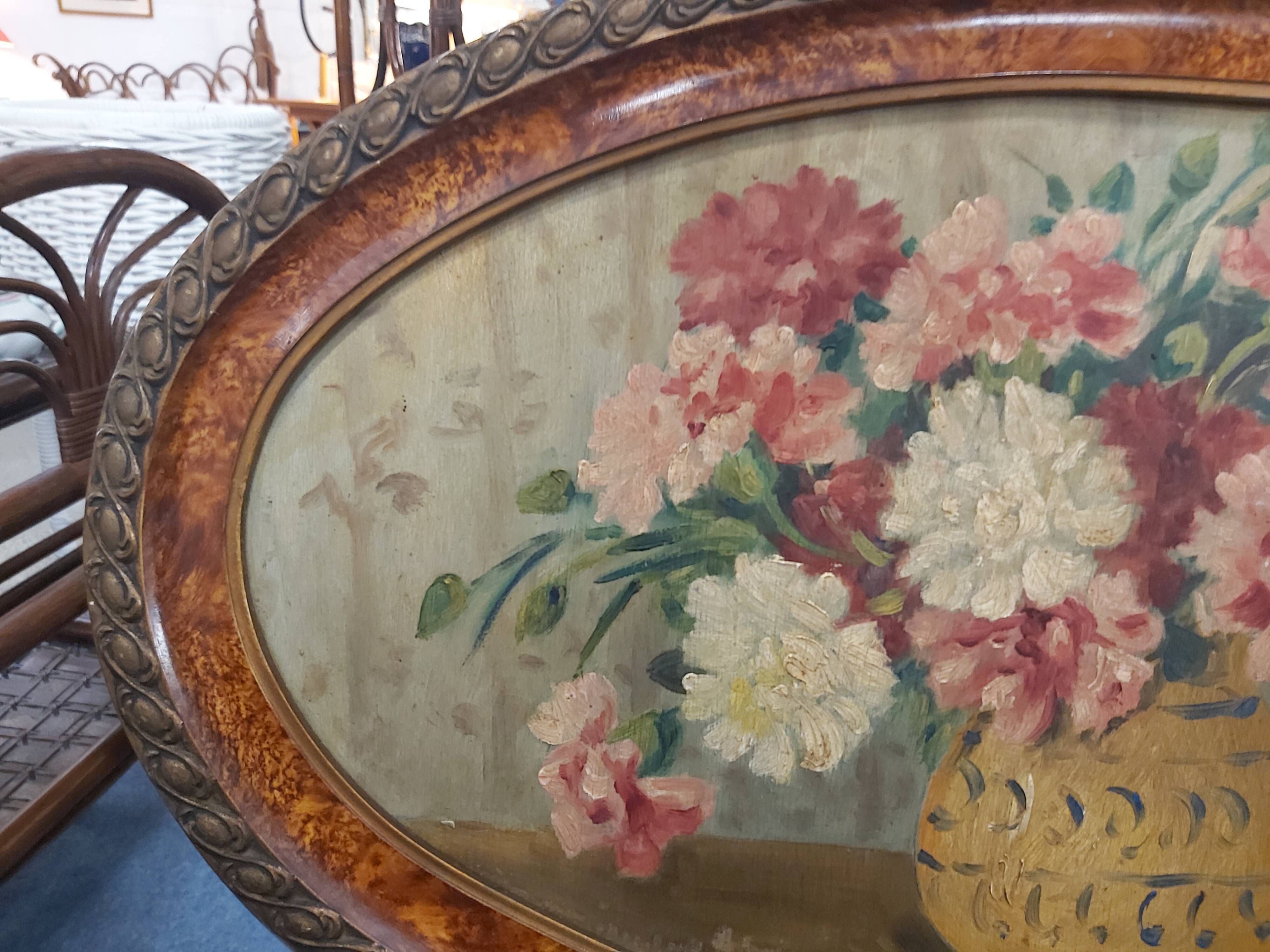 Oil on panel bouquet of flowers Henriette De Elmonty